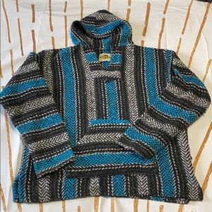 BLUE AND BLACK DRUG RUG BAJA HOODIE